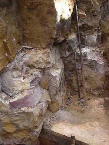 Sioux quartzite above the catlinite is about 12 feet high